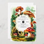 Invitation Anniversaire du petit champignon (Devant / Derrière)