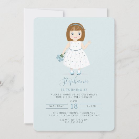 Invitation Anniversaire du petit Fleur sauvage (Devant)