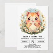 Invitation Anniversaire du petit hamster personnalisé (Devant / Derrière)