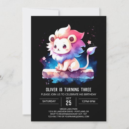 Invitation Anniversaire du petit lion adorable (Devant)