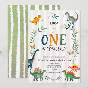 Invitation Anniversaire du petit Oneasaurus Dinosaure 1 an