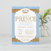 Invitation Anniversaire du Petit Prince Royal Light Blue Gold (Debout devant)