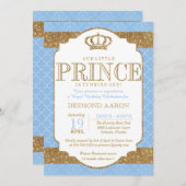 Invitation Anniversaire du Petit Prince Royal Light Blue Gold (Devant / Derrière)