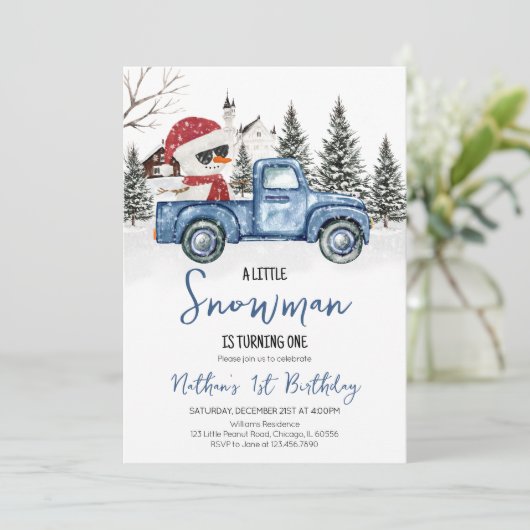 Invitation Anniversaire du Petit Snowman (Debout devant)