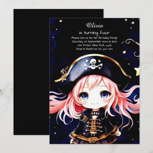 Invitation Anniversaire du Pirate (Devant / Derrière)