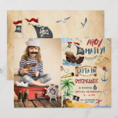 Invitation Anniversaire du pirate Ahoy Pirate Boy Party (Devant / Derrière)