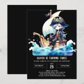 Invitation Anniversaire du pirate de navire simple (Devant / Derrière)
