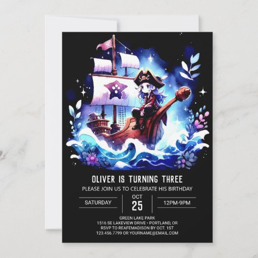 Invitation Anniversaire du Pirate doux (Devant)