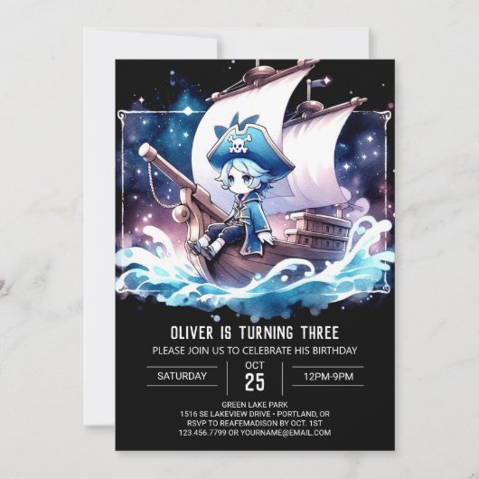Invitation Anniversaire du pirate marin (Devant)