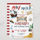 Invitation Anniversaire du Pirate mignon (Devant / Derrière)