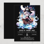 Invitation Anniversaire du pirate minimaliste magique (Devant / Derrière)