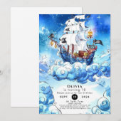 Invitation Anniversaire du Pirate pour enfants amusants (Devant / Derrière)