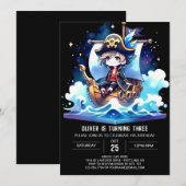 Invitation Anniversaire du pirate sucré Nautique (Devant / Derrière)