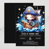 Invitation Anniversaire du pirate Whimsical (Devant / Derrière)