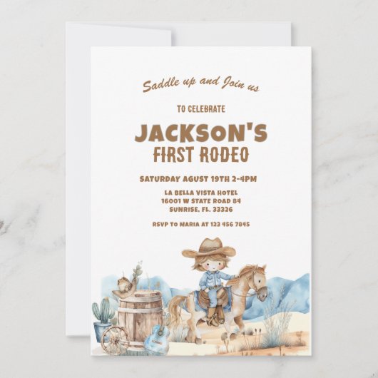 Invitation Anniversaire du premier rodéo de cowboy occidental (Devant)