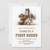 Invitation Anniversaire du premier rodéo de Cowboy Teddy Bear (Devant)