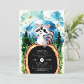 Invitation Anniversaire du Raccoon de Cute Pastel Woodland (Debout devant)