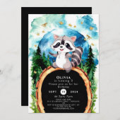 Invitation Anniversaire du Raccoon de Cute Pastel Woodland (Devant / Derrière)