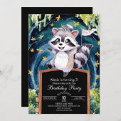 Invitation Anniversaire du raton laveur Enchanted Forest (Devant / Derrière)