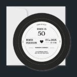 Invitation Anniversaire du record de vinyle vintage<br><div class="desc">Ajoutez une touche de nostalgie à votre fête d'anniversaire avec notre invitation personnalisée d'anniversaire de disque vinyle. Le design rétro de cette invitation impressionne vos invités et donne le ton pour une soirée ludique et vintage. L'invitation a la forme d'un disque vinyle et peut être facilement édité pour inclure tous...</div>