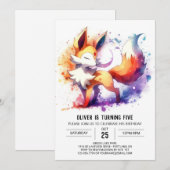 Invitation Anniversaire du renard des bois (Devant / Derrière)