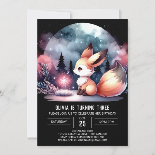Invitation Anniversaire du renard enchanté (Devant)