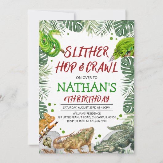 Invitation Anniversaire du reptile (Devant)