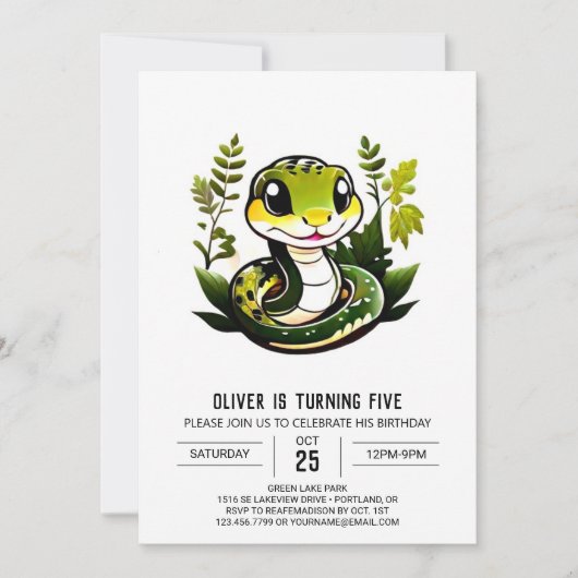 Invitation Anniversaire du reptile moderne (Devant)