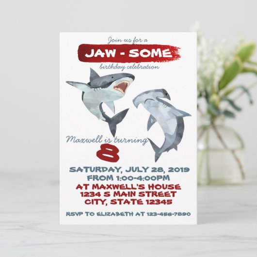 Invitation Anniversaire du requin (Debout devant)