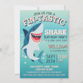 Invitation Anniversaire du requin fin Jawsome 4e anniversaire (Devant)