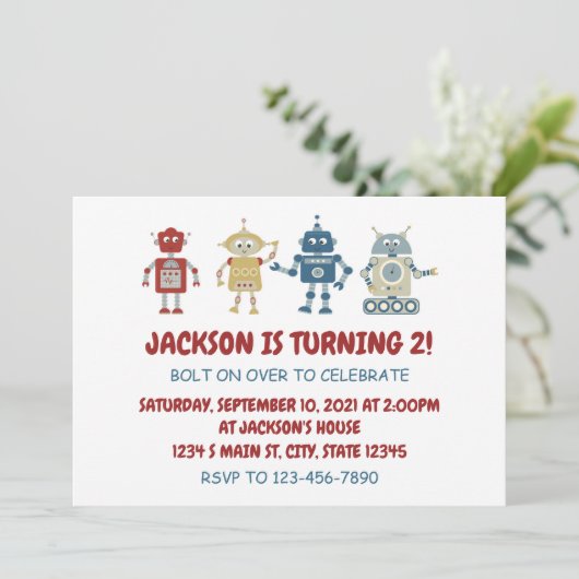Invitation Anniversaire du robot (Debout devant)