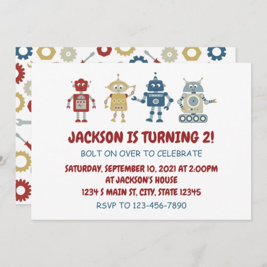 Invitation Anniversaire du robot (Devant / Derrière)