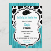 Invitation Anniversaire du rodéo Western Turquoise Wood (Devant / Derrière)