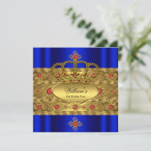 Invitation Anniversaire du roi Prince Royal Blue Gold Red Cro (Debout devant)