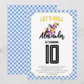 Invitation Anniversaire du roller skater Gingham Boys (Devant / Derrière)