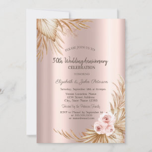 Invitation Anniversaire du Rose d'or de la Pampa Rose Boho
