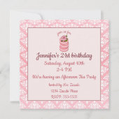 Invitation Anniversaire du rose Macarons (Devant)