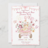 Invitation Anniversaire du rose Stomp et des dinosaures (Devant)