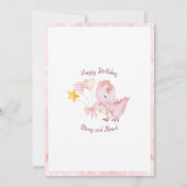 Invitation Anniversaire du rose Stomp et des dinosaures (Dos)