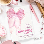 Invitation Anniversaire du ruban arc rose
