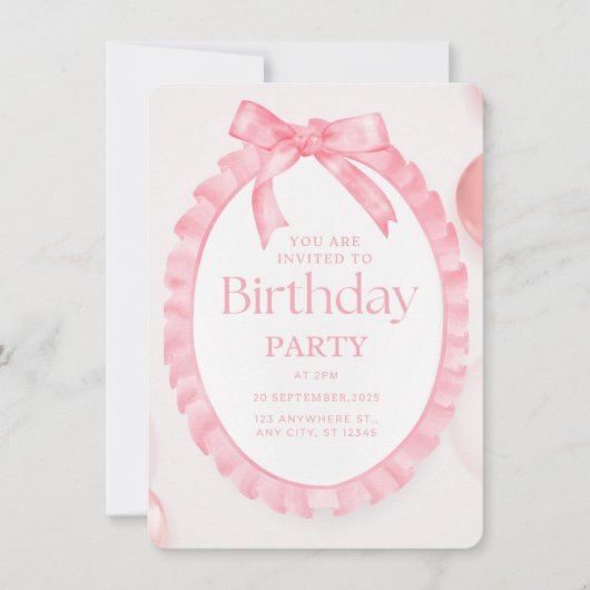 Invitation Anniversaire du Ruffle Rose (Devant)