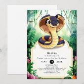 Invitation Anniversaire du serpent d'aquarelle enchanté (Devant / Derrière)