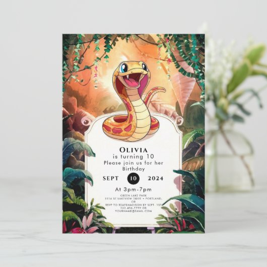 Invitation Anniversaire du serpent Viper Boho (Debout devant)