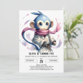 Invitation Anniversaire du singe amusant modifiable (Debout devant)