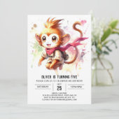 Invitation Anniversaire du singe amusant modifiable (Debout devant)