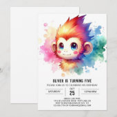 Invitation Anniversaire du singe bohème (Devant / Derrière)