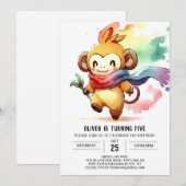 Invitation Anniversaire du singe bohème (Devant / Derrière)