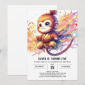 Invitation Anniversaire du singe chic (Devant / Derrière)