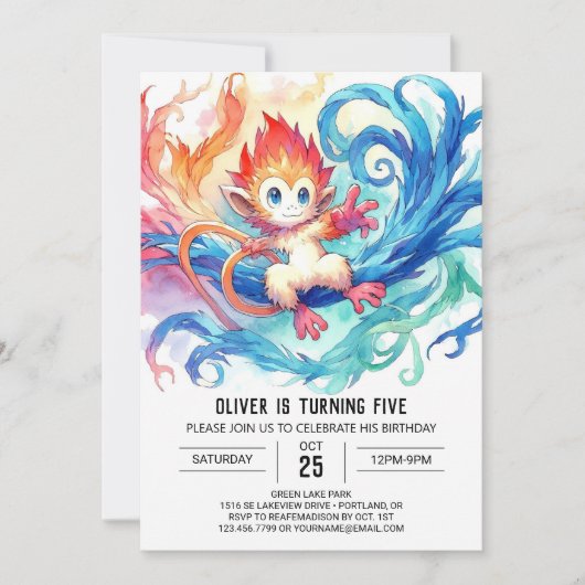 Invitation Anniversaire du singe de Bohême (Devant)