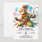 Invitation Anniversaire du singe de Boho (Devant / Derrière)